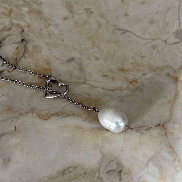 Michael Hill Sterling Silver Open Heart Pearl Lariat Necklace - Picture 7 of 8